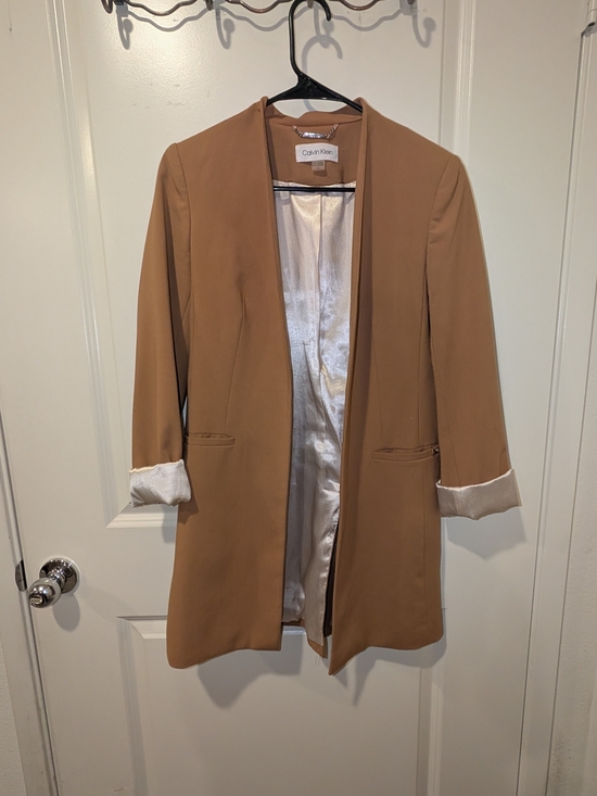 Calvin Klein Jackets & Blazers - Women's Casual Beige Business Professional Blazer Coat Jacket